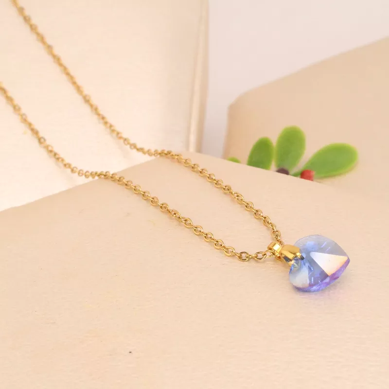 Cad. Corazon Swarosky Azul Acero - CAX314