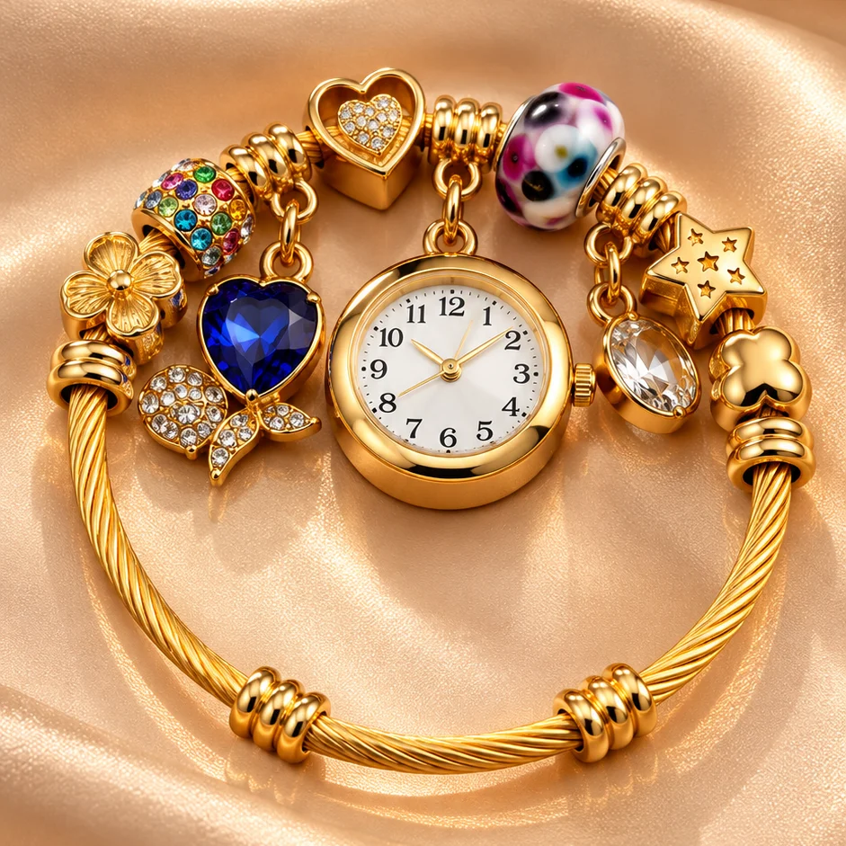 Pul. tipo pan reloj flor rosa acero graduable - PAN067