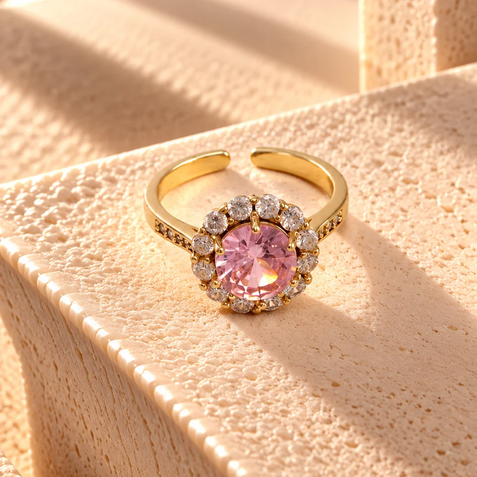 Ani. circon rosa rodio graduable - RRG687