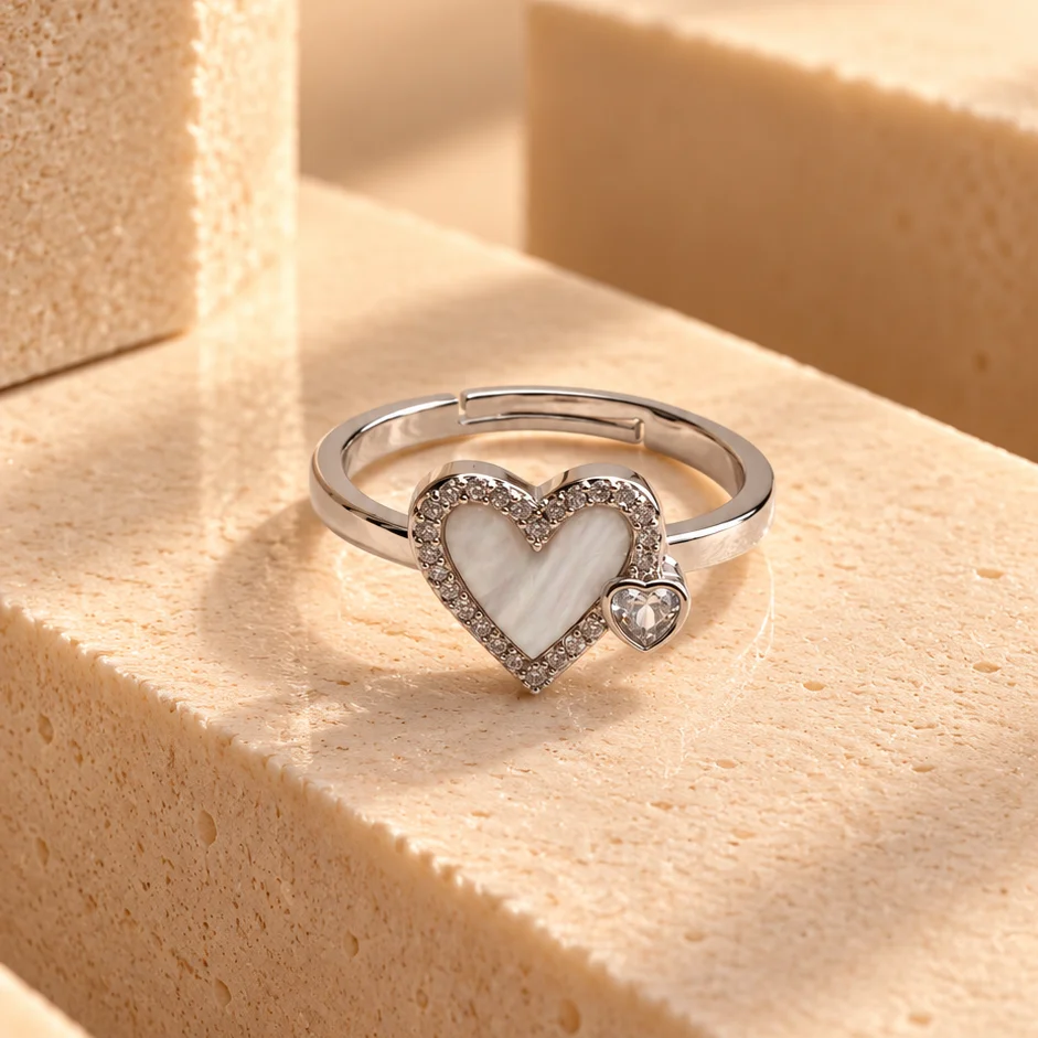 Ani. corazon plateado rodio graduable - RRS350