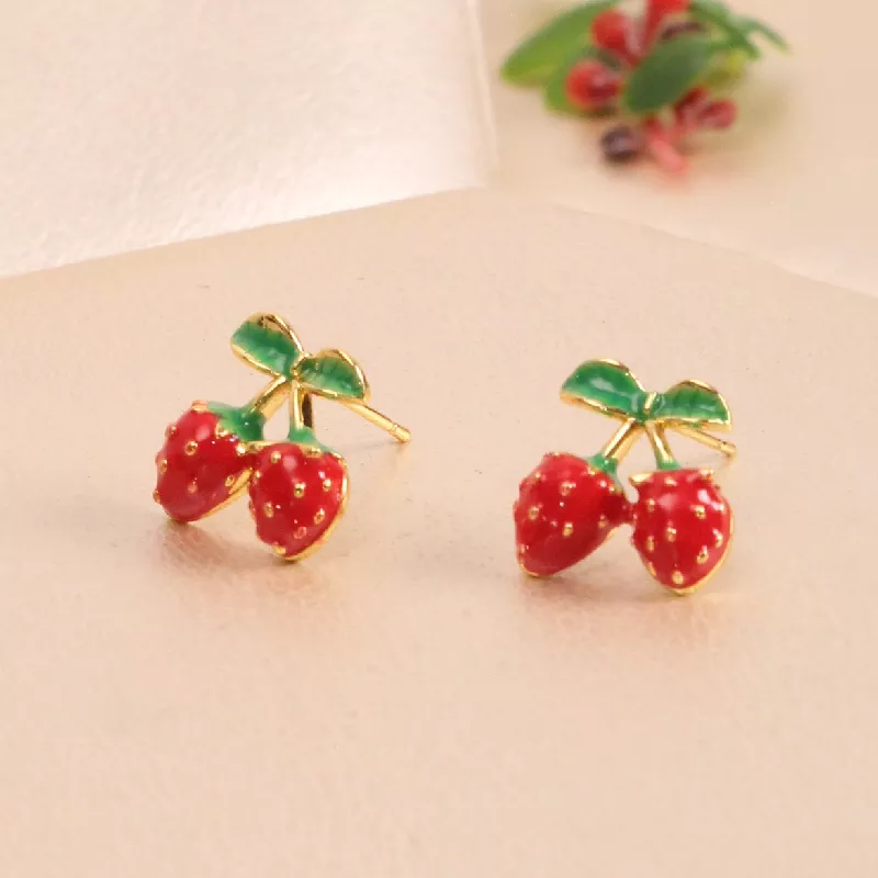 Top. Doble Fresas Rodio 1cm - TRH453